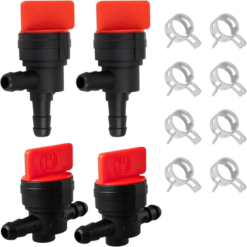CLSR2U 1/4" Inline Fuel Shut Off Valve and 90 Degree Cut Off Valve, Straight Gas Valve Compatible with B&S 494768, 493960, 698183, 697947, 698181, 5019H, 5019K, 4 Pack - Image 1